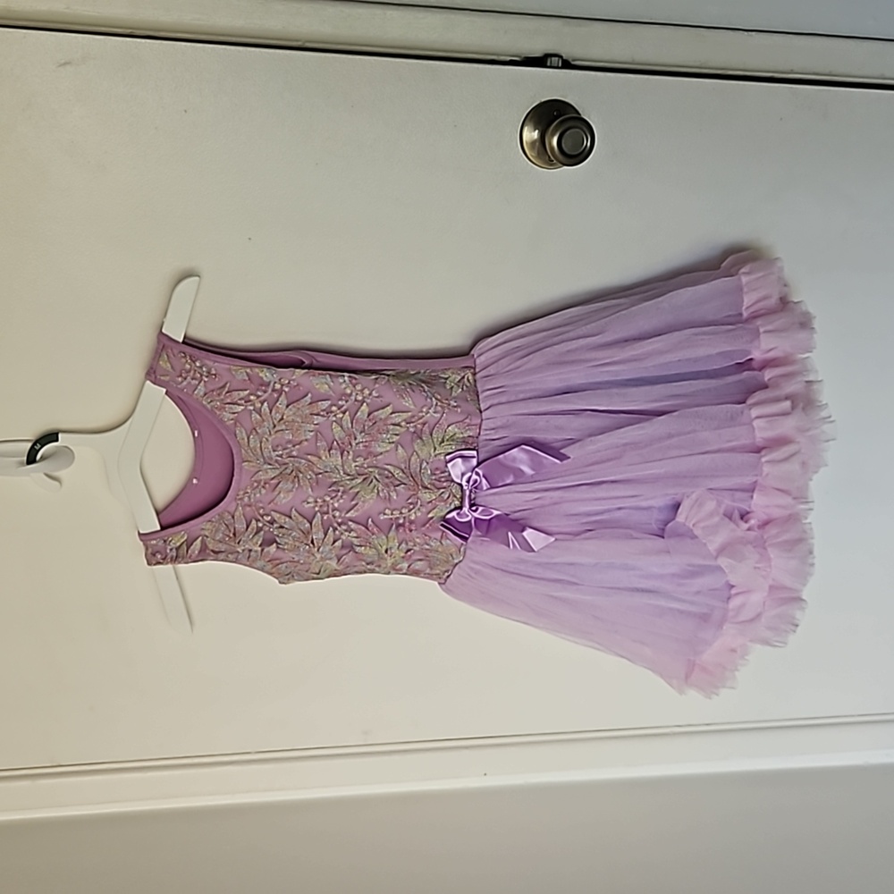 Girls party dress, embroidered top with lining, Size 6x